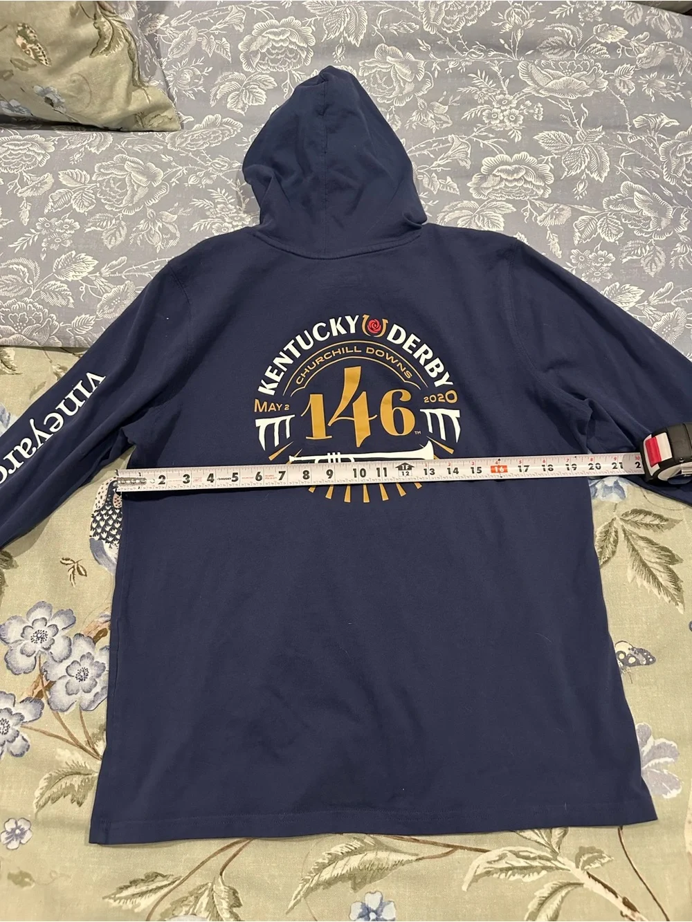 Men's Vineyard Vines 146th Kentucky Derby 🐎 Navy Hooded Long Sleeve Tshirt